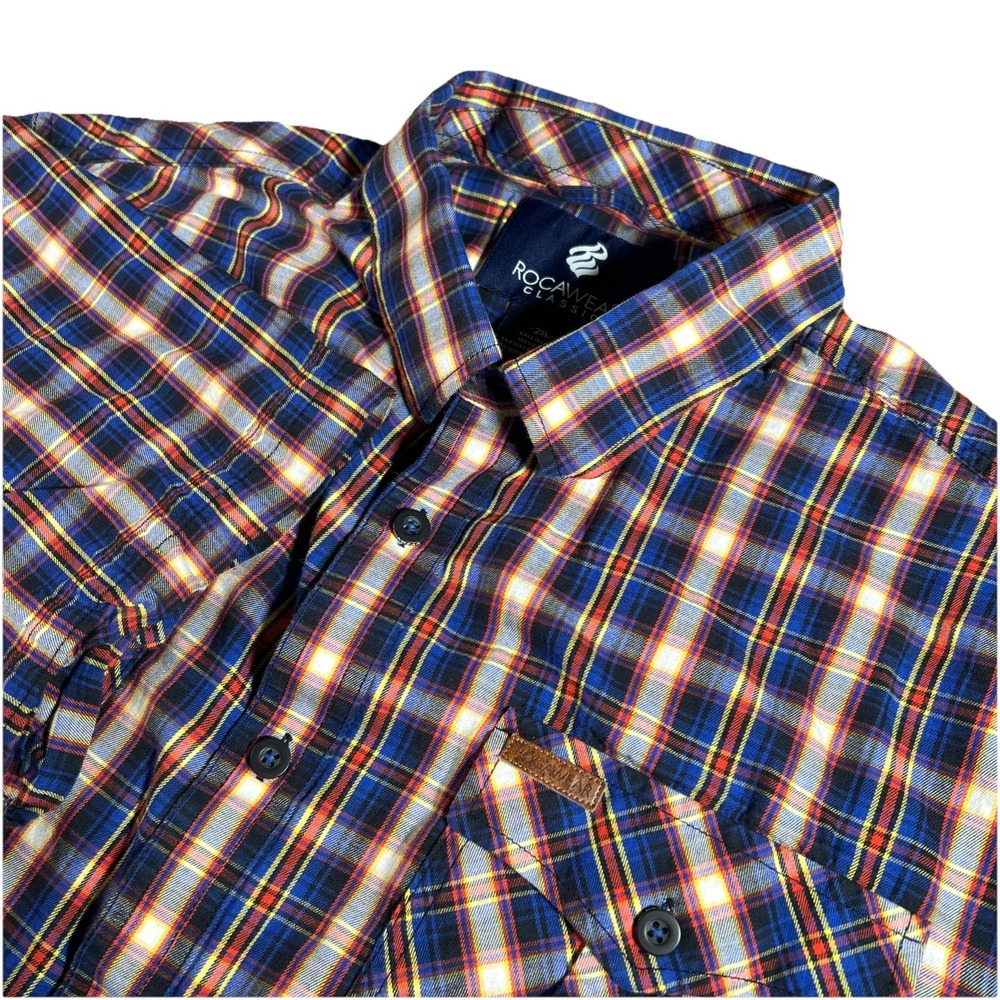 Rocawear Shirt Men's 2XL Plaid Nostrand Avenue Work Shirt Short Sleeve Classic